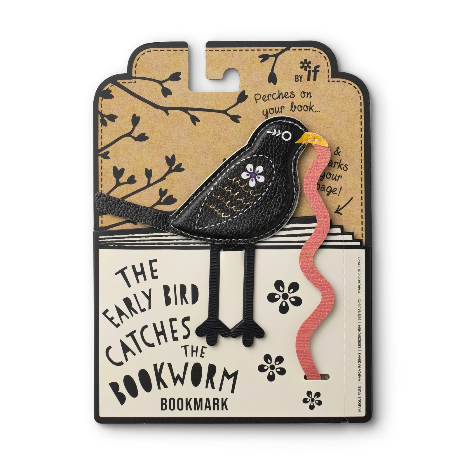 IF Early Bird Catches The Bookworm Bookmark, Faux Leather Bird Clip to Mark Your