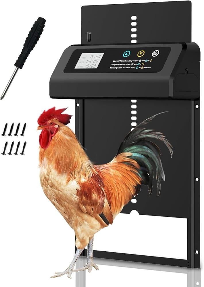 Solar Powered Automatic Chicken Door with Timer, Anti-Pinch