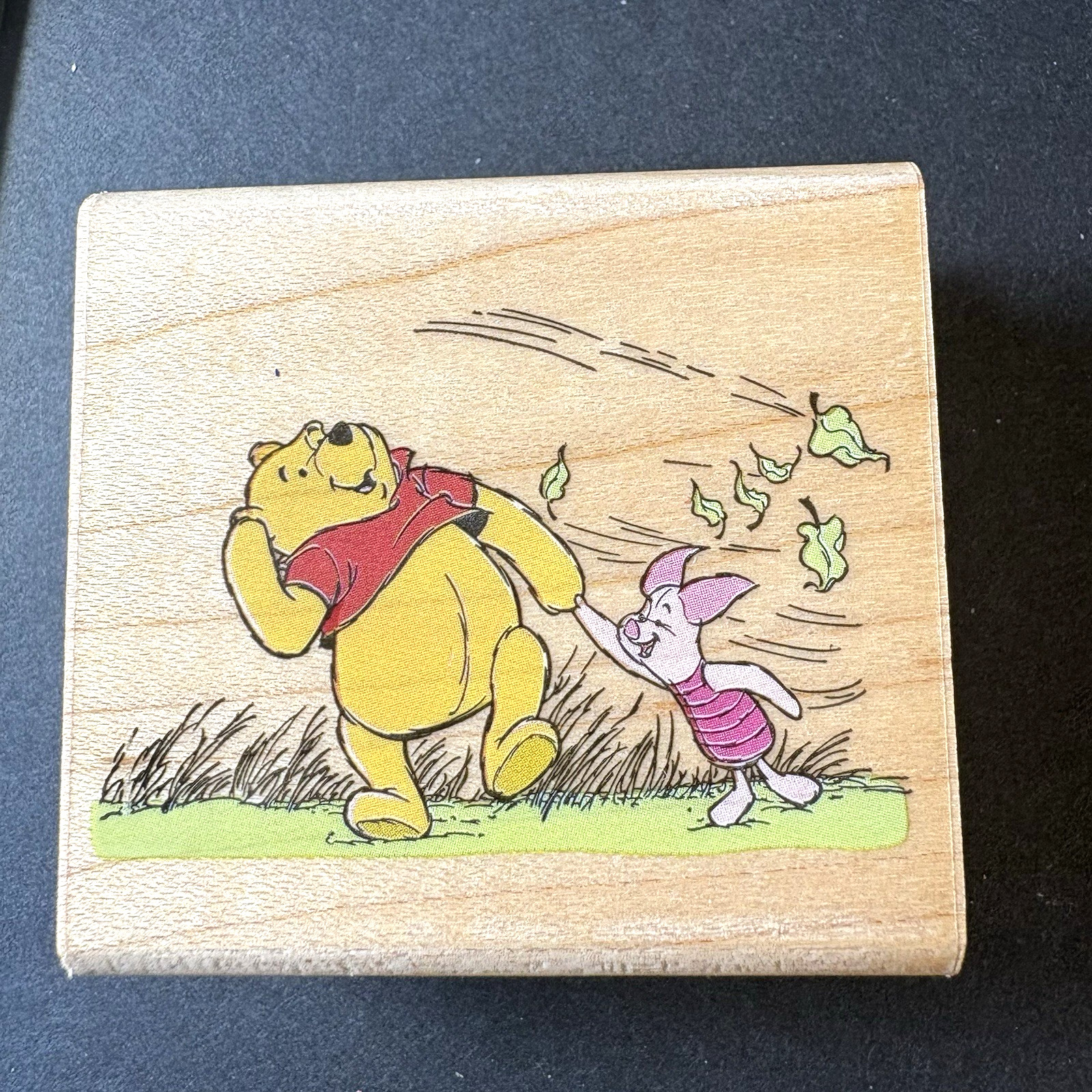 Rubber Stampede Blustery Day Pooh Piglet Leaves Blowing Rubber Stamp Disney