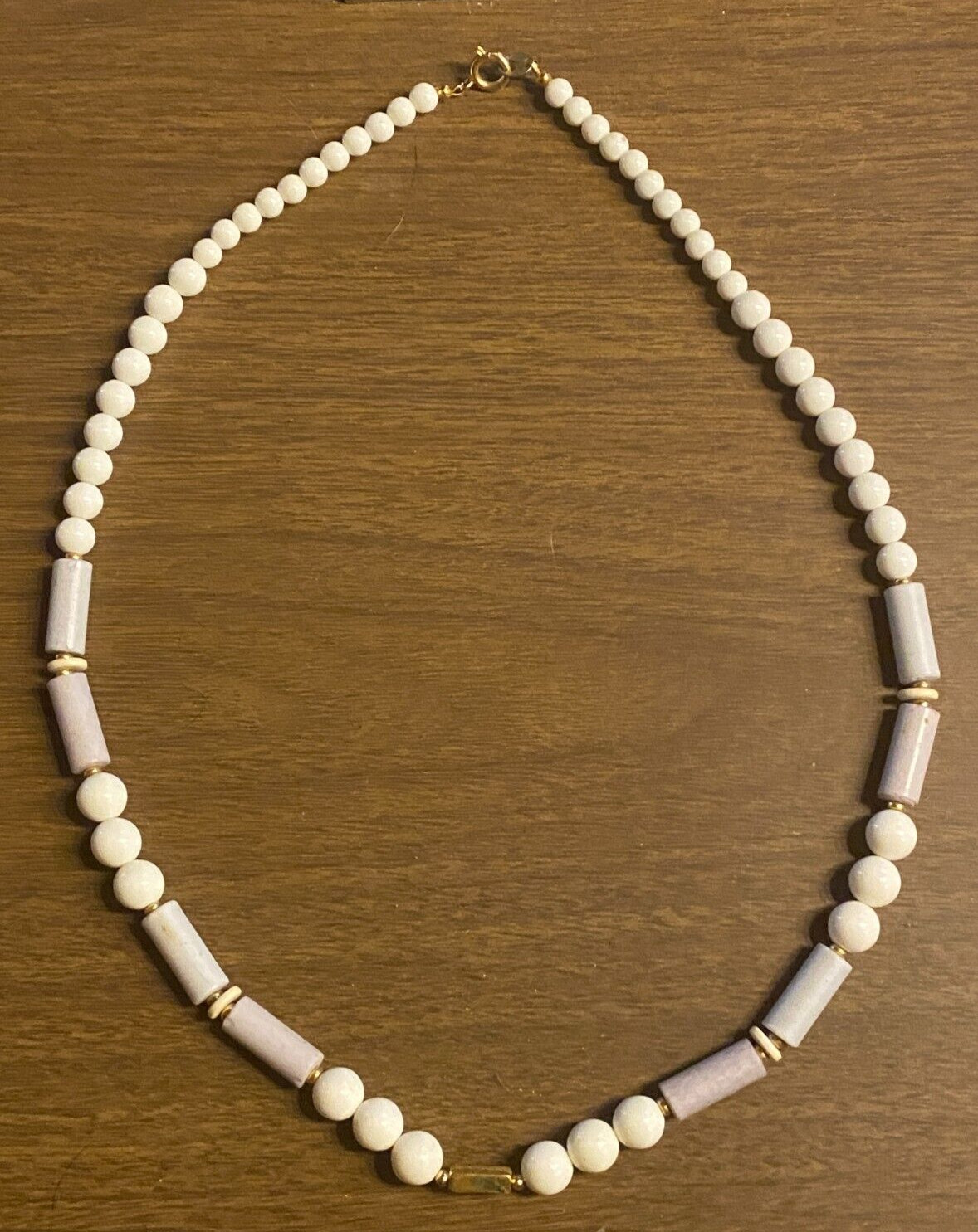 Vintage STone & Lucite Japan Beaded Single Strand Necklace 24"