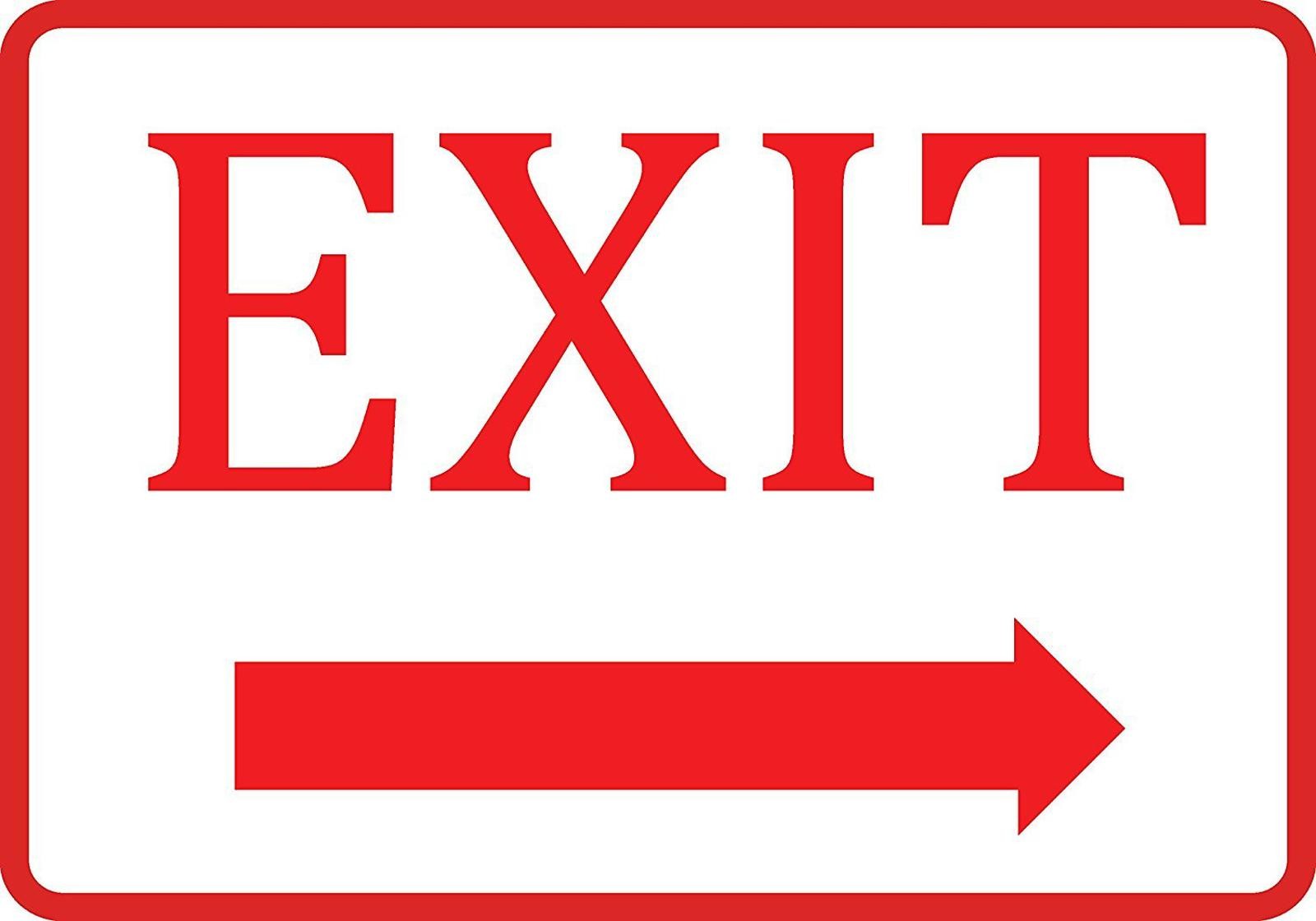White Exit Right Arrow Sign - Business Directional Door Signs - Aluminum Metal
