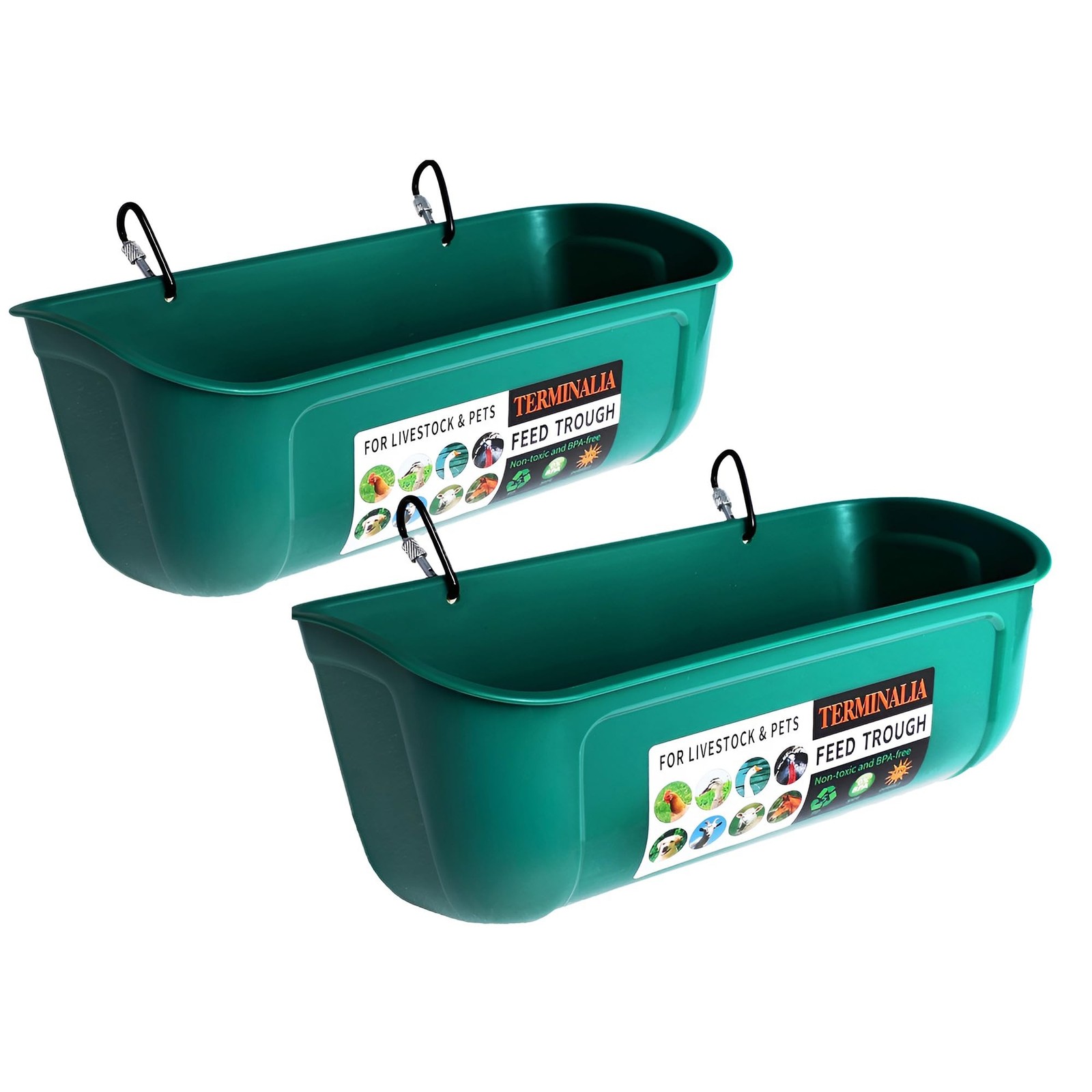 2 Pack Duck Chicken Feeder | Hanging Fence Feed Trough | Goose Turkey Water T...