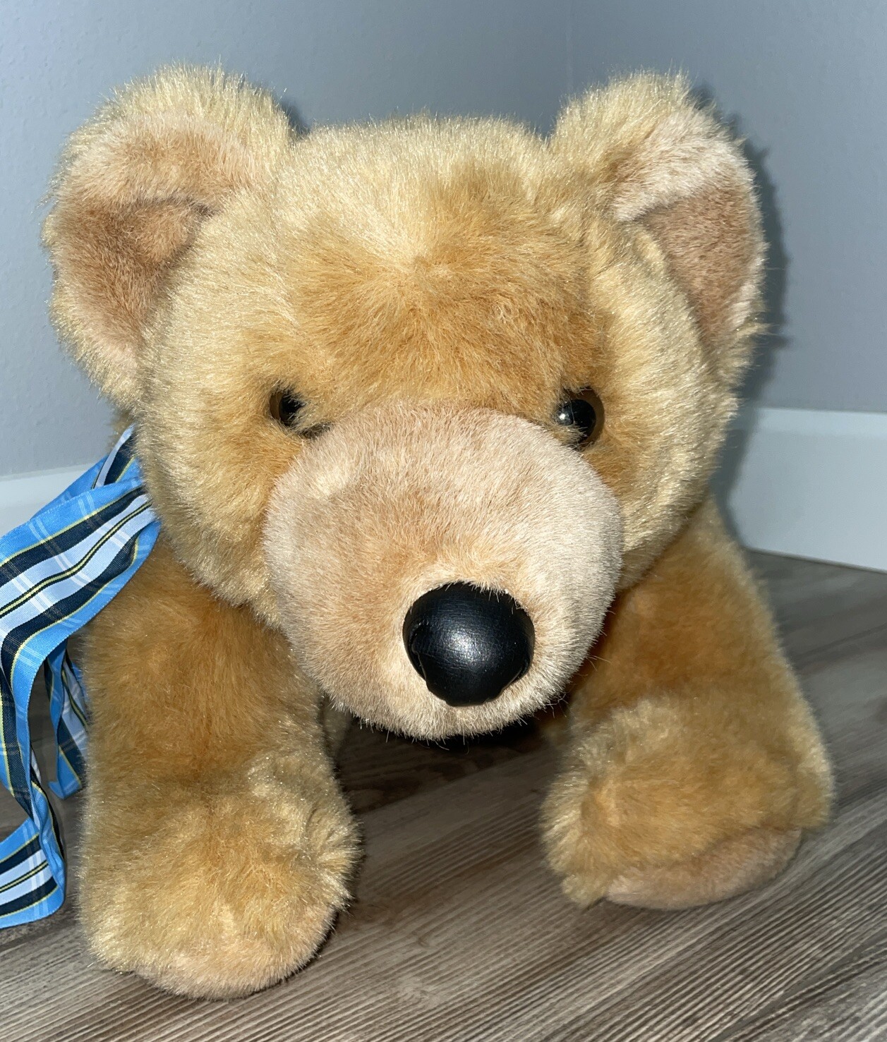 Russ Berrie Co. Large Plush Bear Biff Sr. #7114 Golden Brown Fur Stuffed Animal