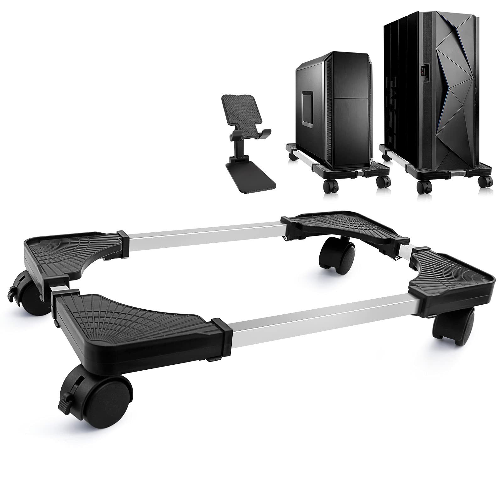Seloom Computer Tower Stand, PC Stand, Adjustable Mobile CPU Stand with Rolli...