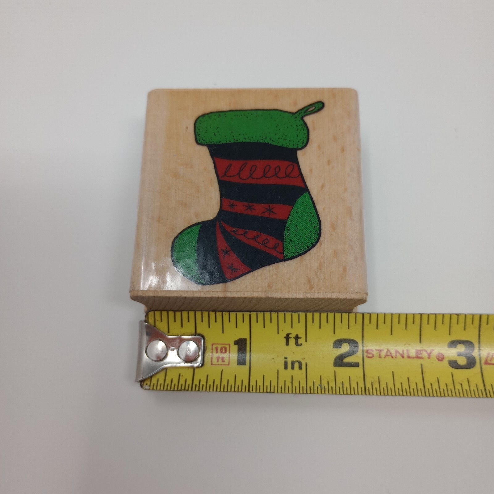 Hobby Lobby Christmas Stocking Cartoon Style Wood Mounted Rubber Stamp