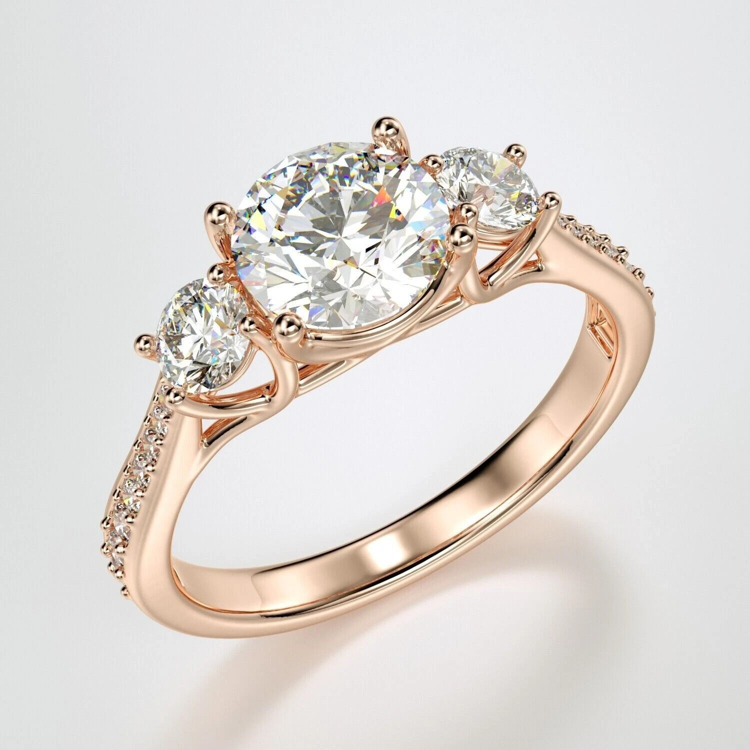 4.50 TCW Round Cut Moissanite Women's Engagement Ring 14K Rose Gold Plated