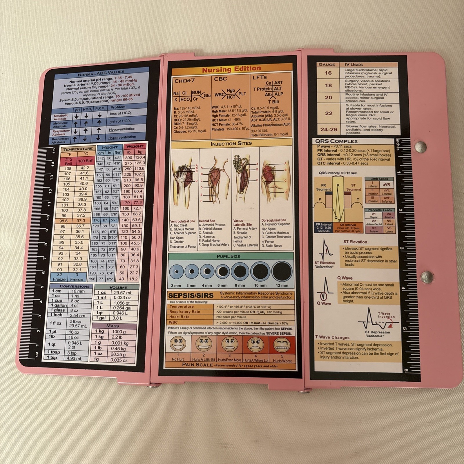 Nursing Clipboard Foldable, Foldable Clip Board W/Nursing Edition Cheat Charts, 