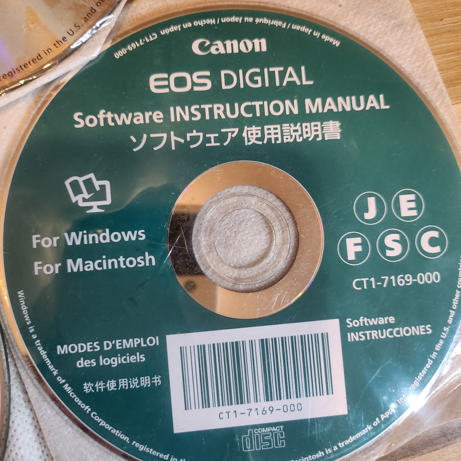 Canon EOS Digital Software Instruction Manual CD-ROM  JEFSC