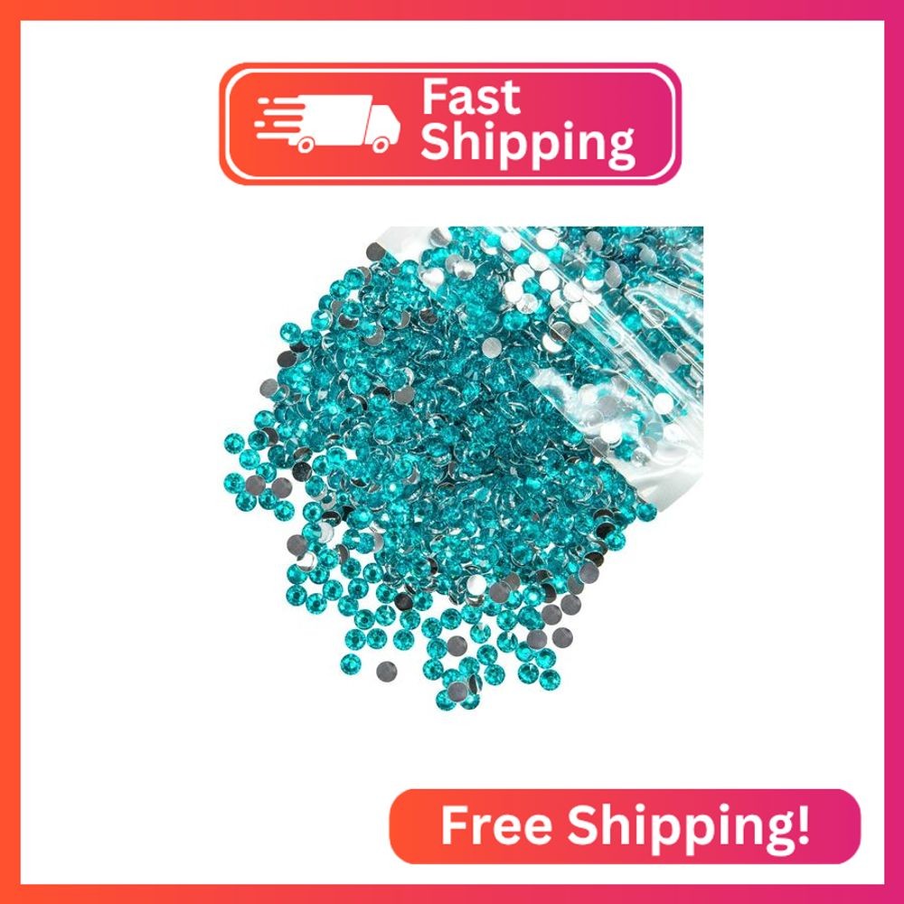 qiipii 3000PCS 4mm Blue Zircon Resin Crystal Rhinestones for Crafting Flatback R
