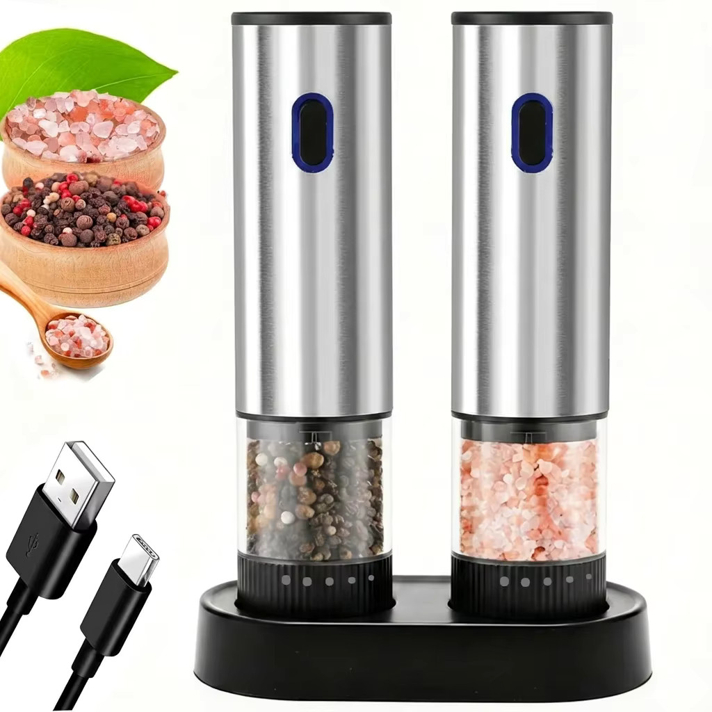 Electric Salt and Pepper Grinder - Rechargeable & Adjustable Coarsenes