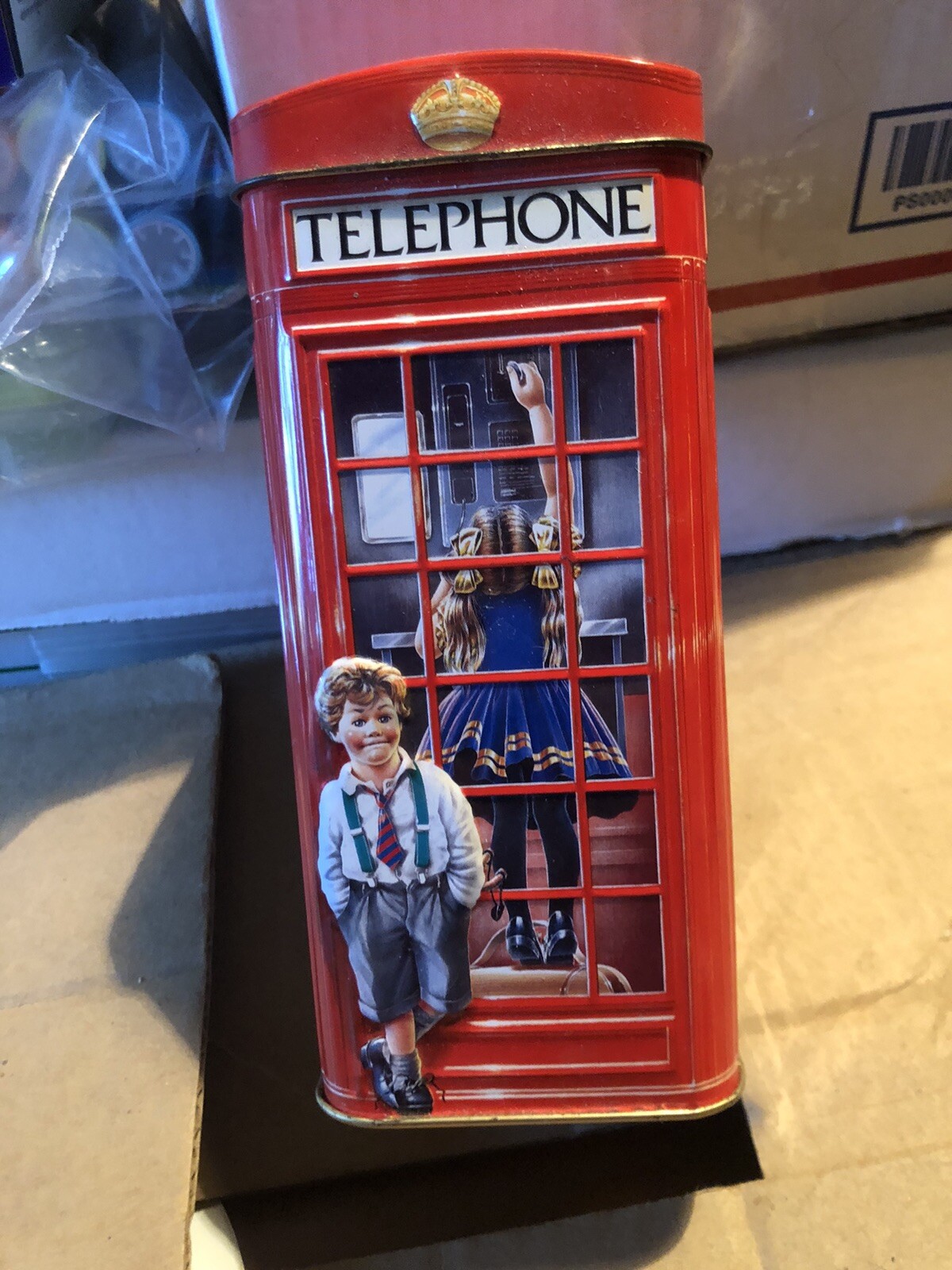 England Telephone Tin Bank Or Storage Box