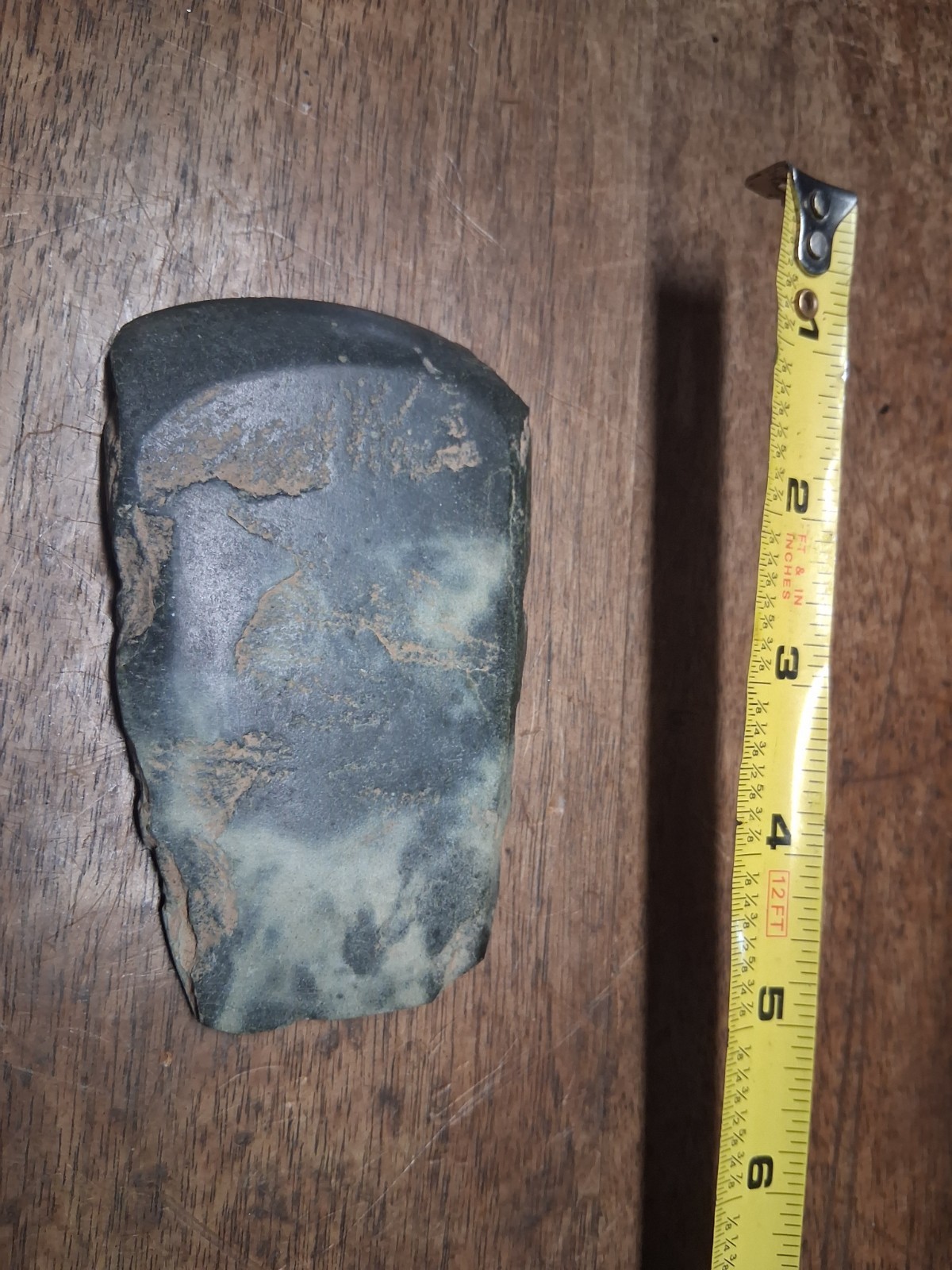 Pre-columbian Mayan Axe Head Celt Greenish rock Jade