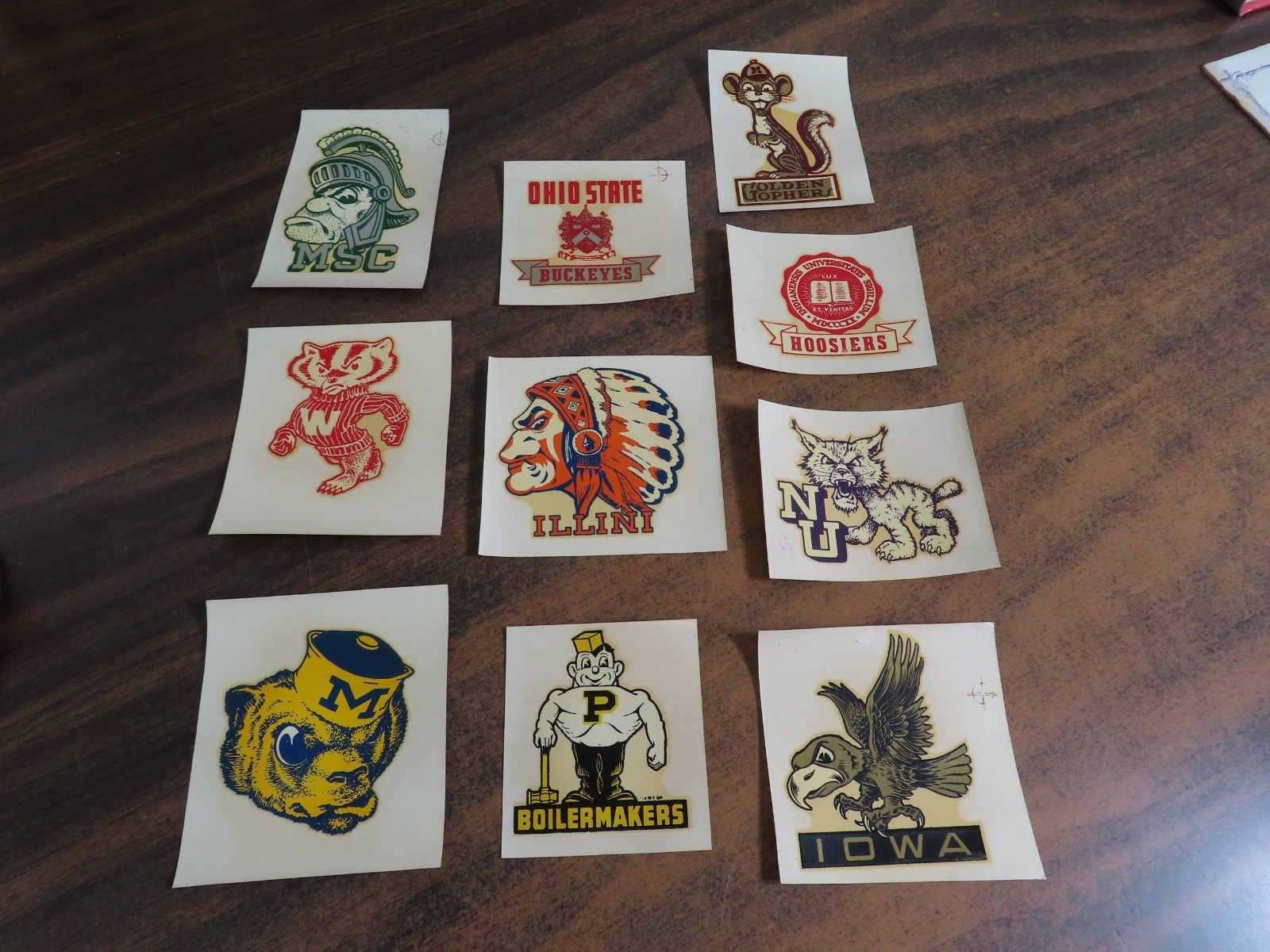 1950's Vintage BIG TEN CONFERENCE Angelus Pacific Company Decal Transfers