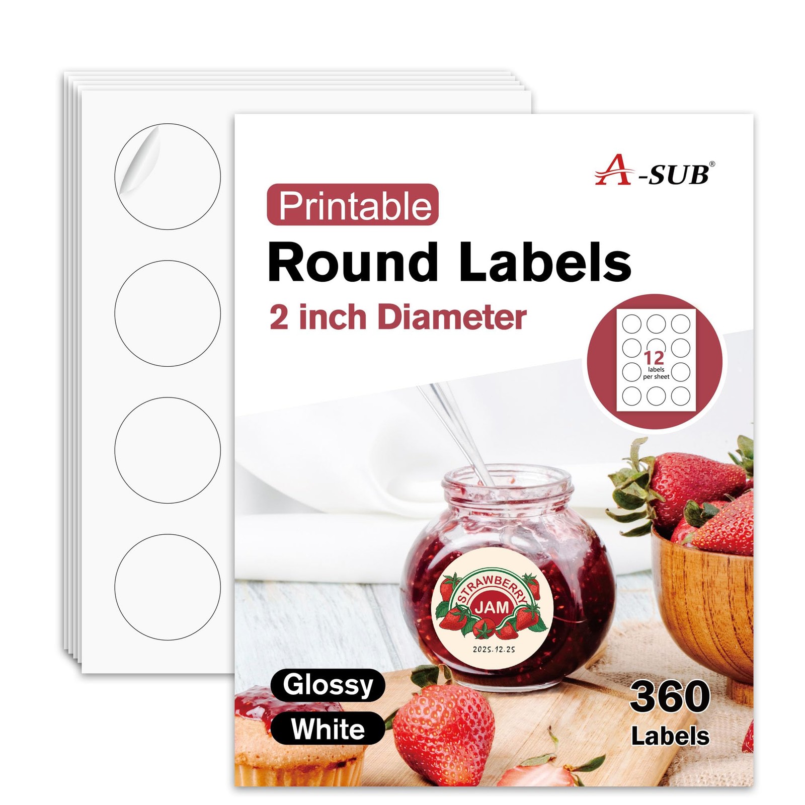 Round Label Stickers 2 Inch Printable Mailing Adhesive Labels White