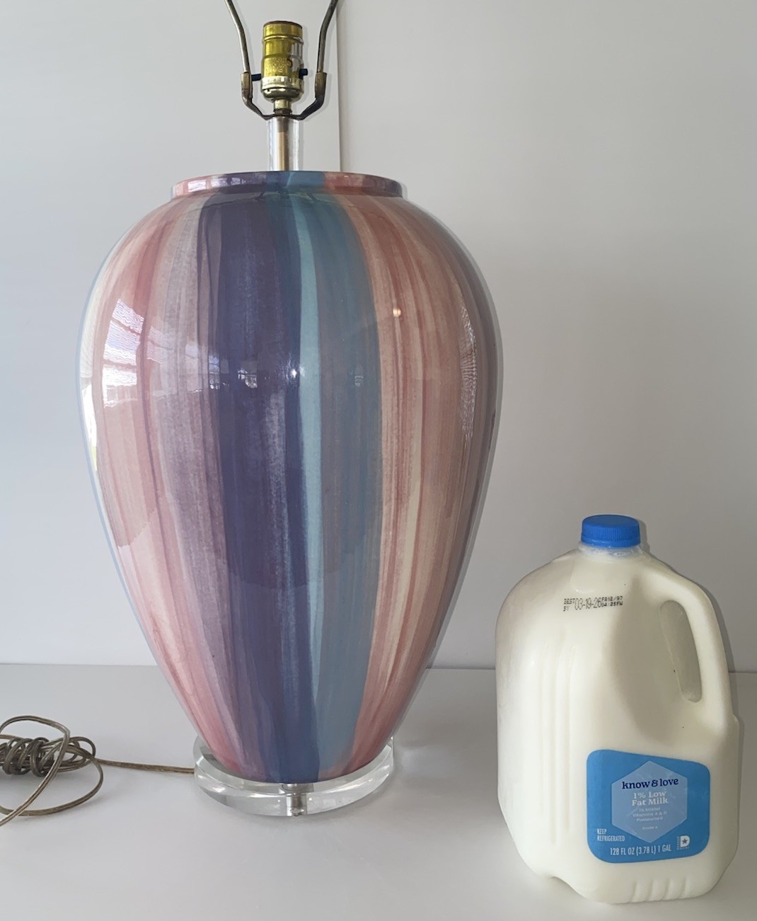 EXTRA LARGE MCM 1980s Ceramic “balloon” Lamp Hollywood Regency Post Modern