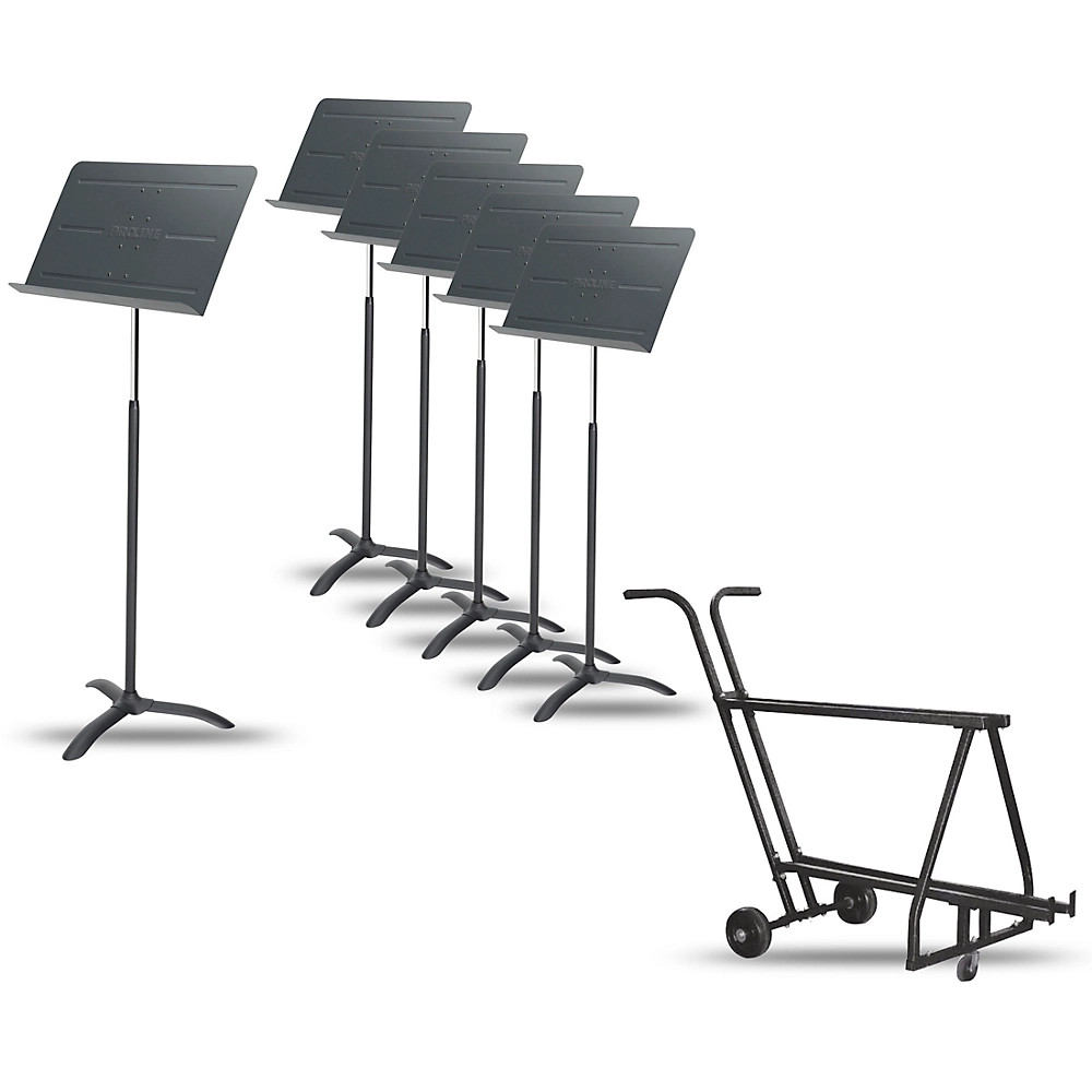 Proline 6-Pack Pro Orchestral Music Stand W/Music Stand Short Storage Cart
