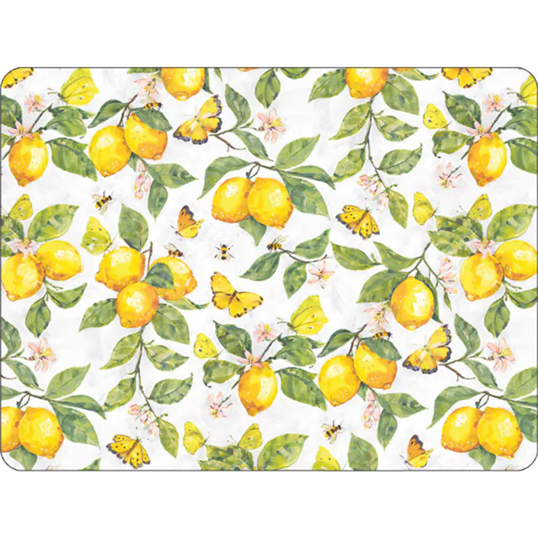 Tovaglietta Americana 30x40cm 83%pvc 17% Poly Fresh Lemons White