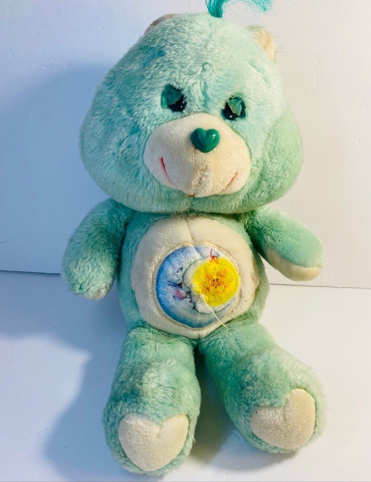 Kenner Care Bears 13” Bedtime Bear Plush Sleepy Mint Green 1983