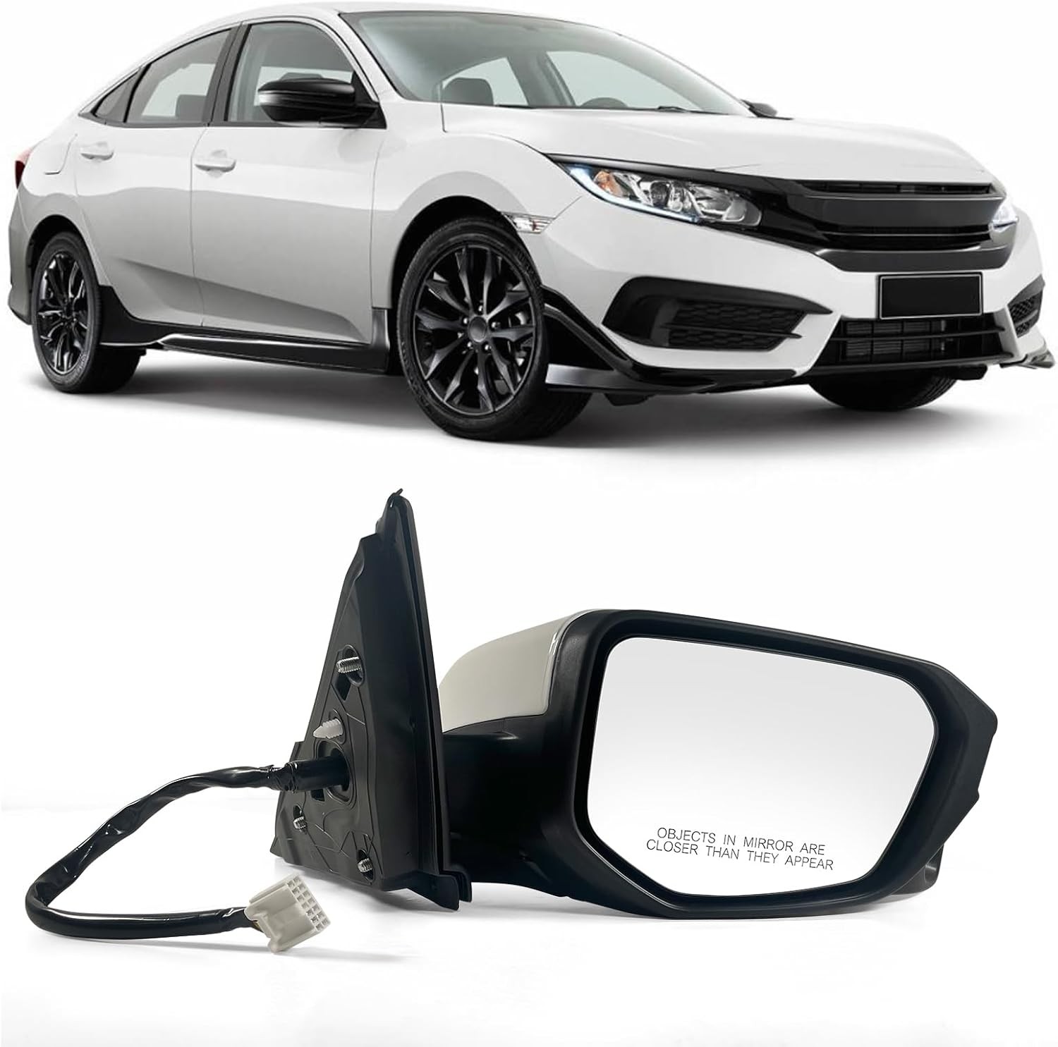 Passenger Side Door Mirror Compatible with 2016-2021 Honda Civic Sedan/coupe/hat