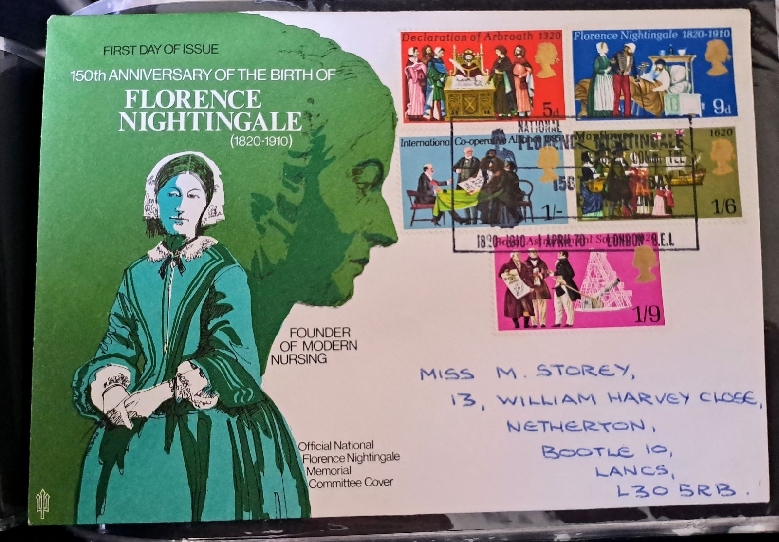 GB Stamps Set 1970 Florence Nidhtingale FDC Used