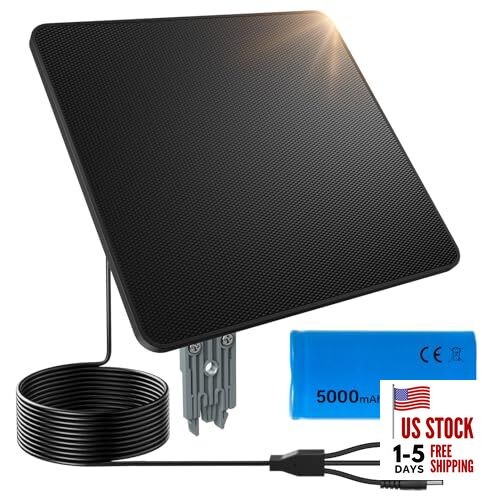  Trail Camera Solar Panel with Battery, 6V 5W ETFE Solar Charger for 5000mAh