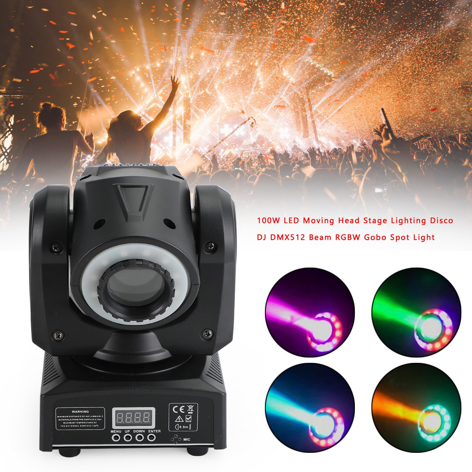 100W LED Moving Head Stage Lighting Disco DJ DMX512 Beam RGBW Gobo Spot Light