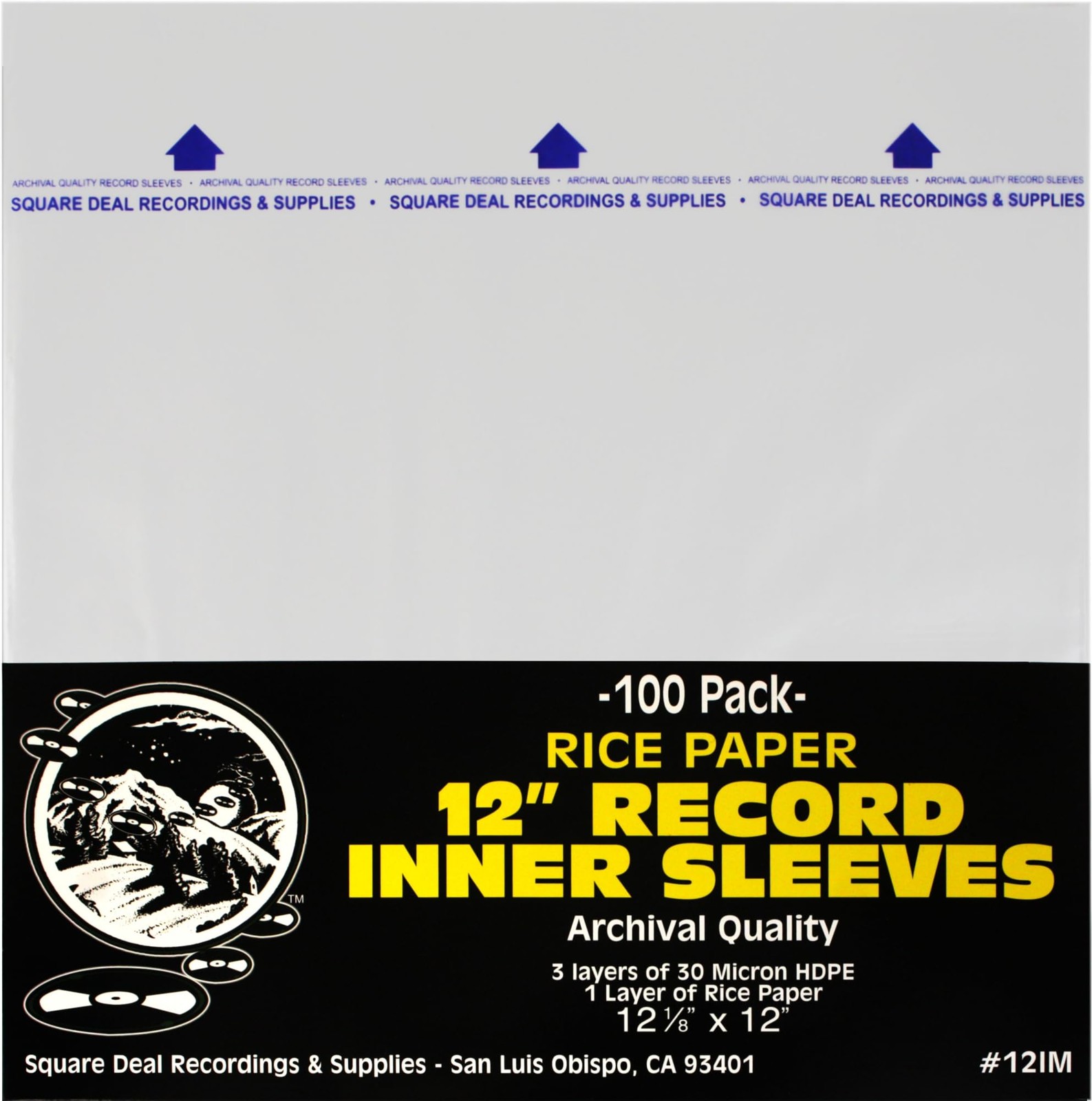 (100) 12 Inch Record Inner Sleeves - 3-Layers of Archival Quality, White 