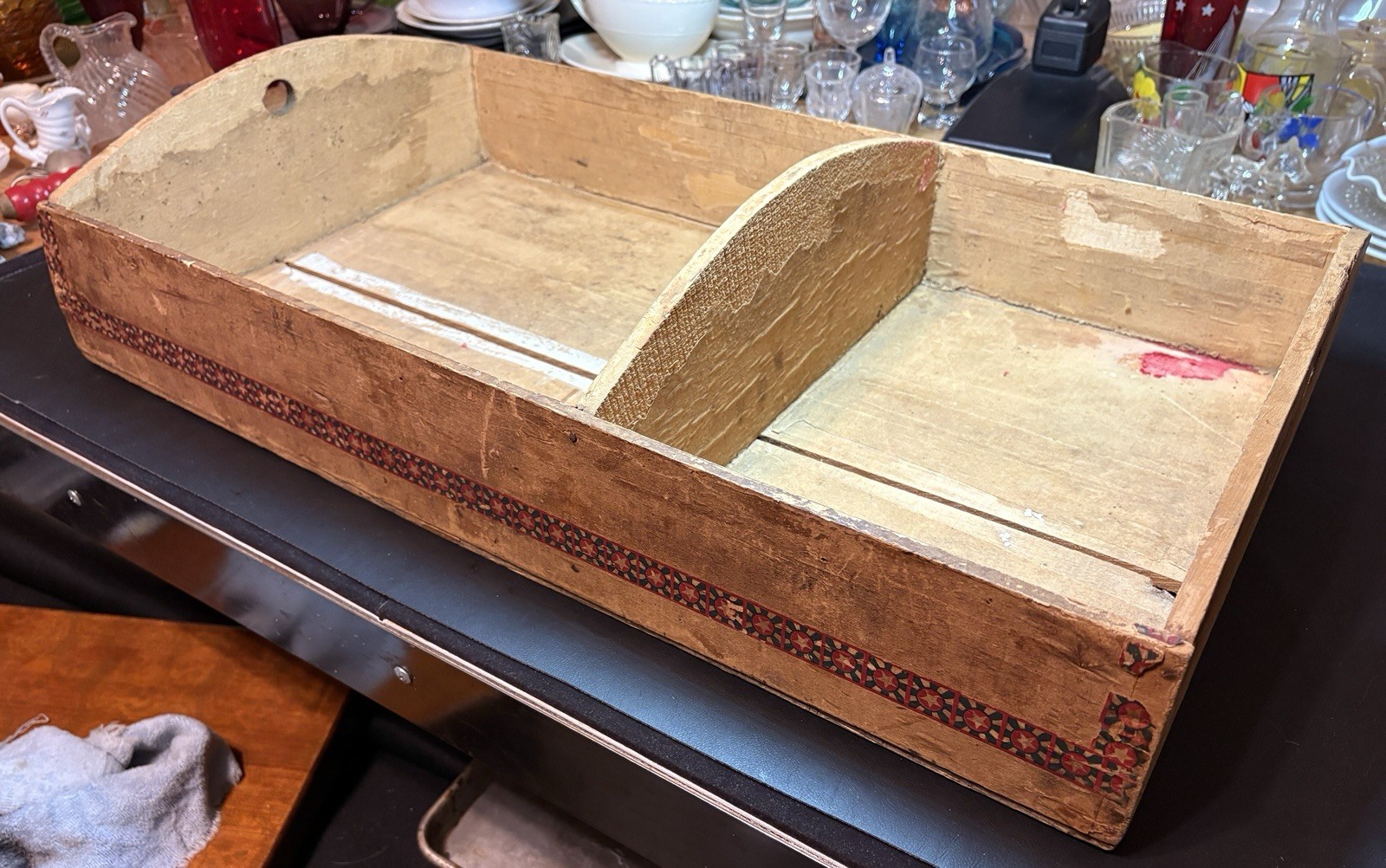 Antique Dome Top Steamer Trunk Tray ~ 1880s, Handmade, Sturdy! 26”x15”x6” Neat!