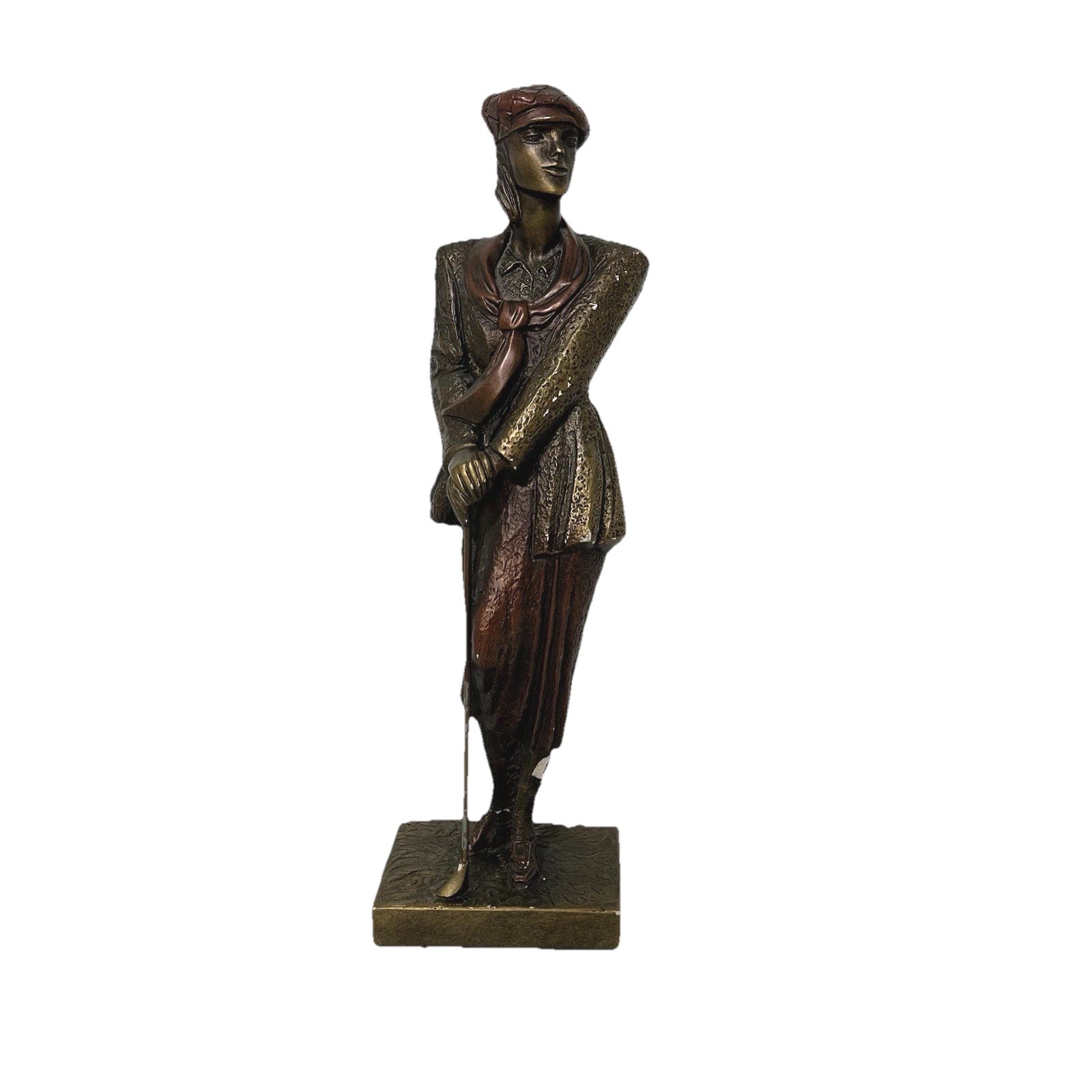 Vtg Austin Sculpture 1990 BIRDIE Female Golfer 16" Bronze Statue Signed Danel