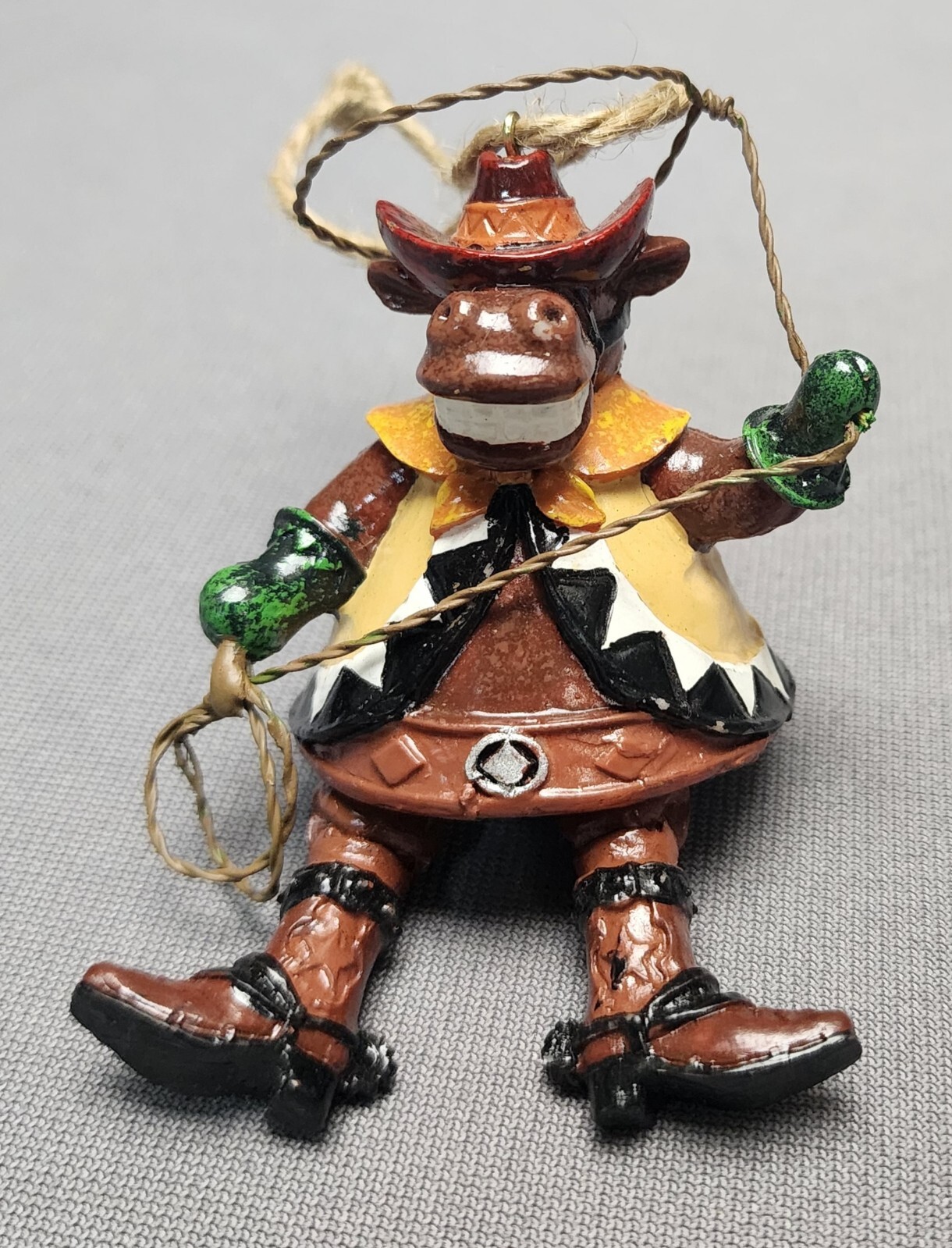 Southwestern Christmas Ornament Kitsch Cowboy Horse w/ Lasso Rope Lariat Western