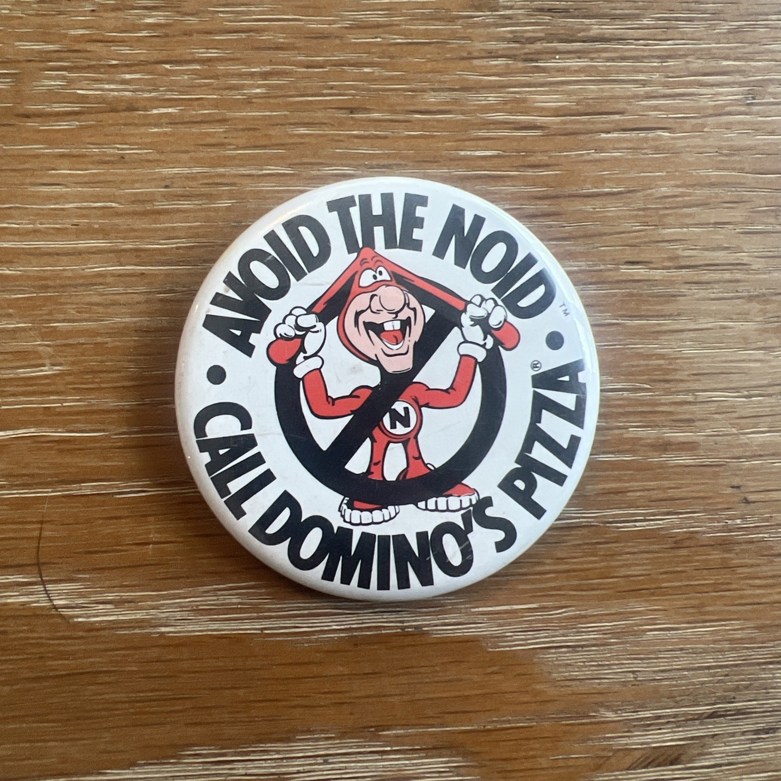 Vintage Dominos Pizza AVOID THE NOID CALL DOMINO’S PIZZA Pin Button