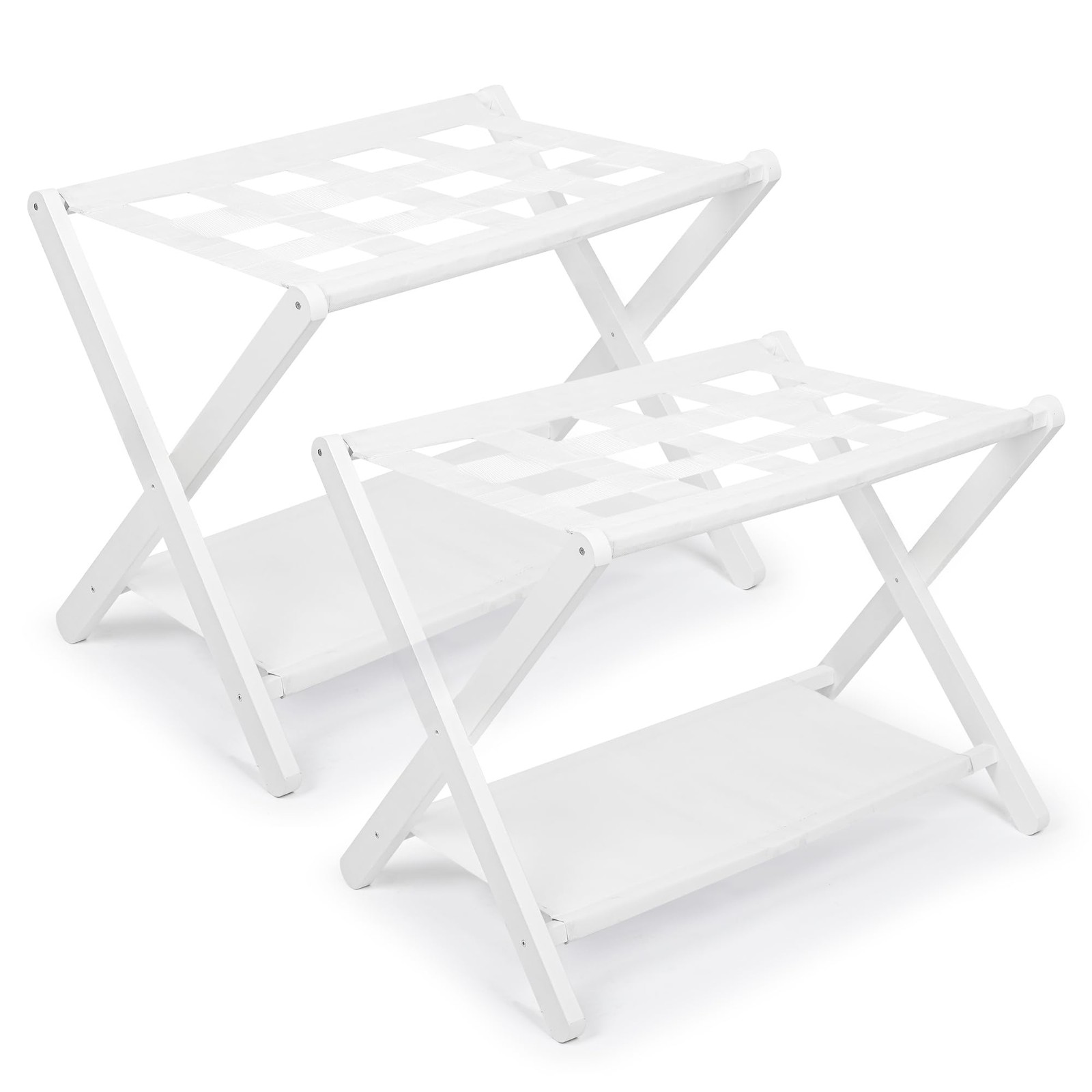 Aiowhy Luggage Rack,Bamboo Suitcase Stand with Storage Shelf,Set of 2,Folding...