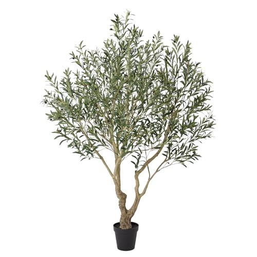 Olive Tree Artificial Indoor - UV Resistant Large Fake Plants - 7ft Green