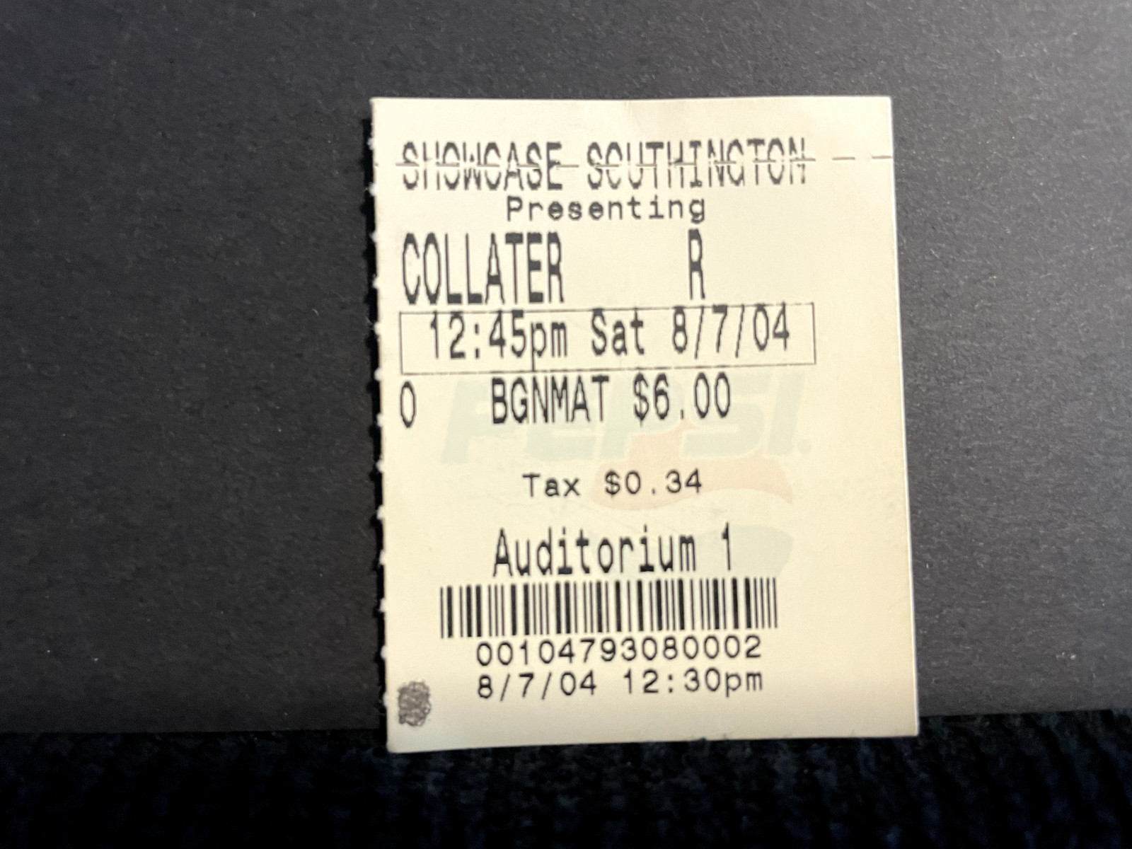 Vintage Movie Ticket Stub Collateral Damage