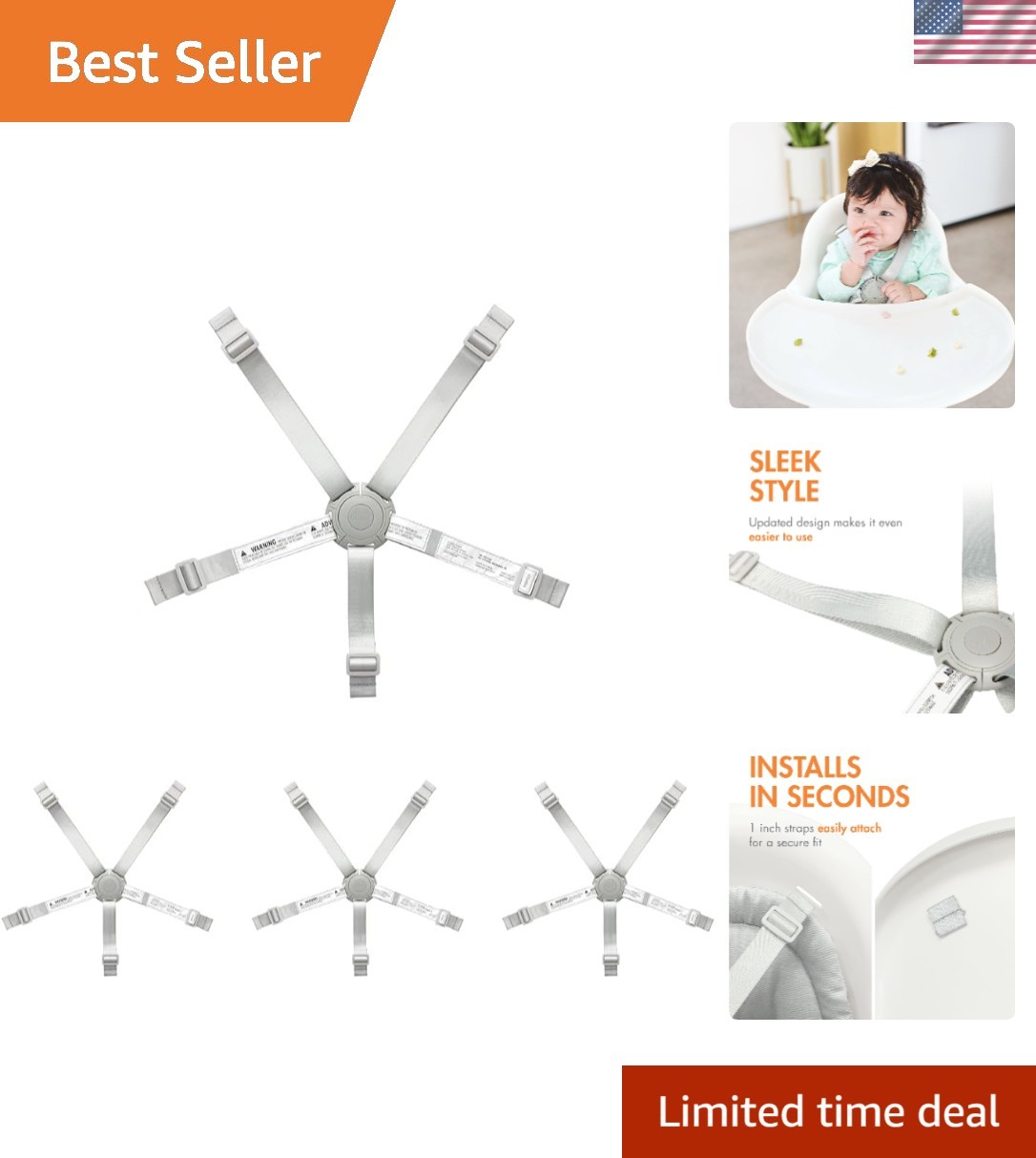 Highchair Straps – Replacement Straps for Grub, Flair & Most 5-Point Highchairs