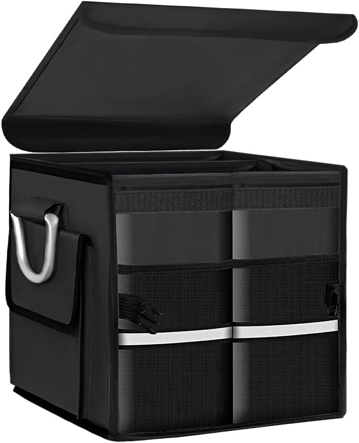 Trunk Organizer With Lid, Collapsible Waterproof Oxford Car Organizer with Alumi