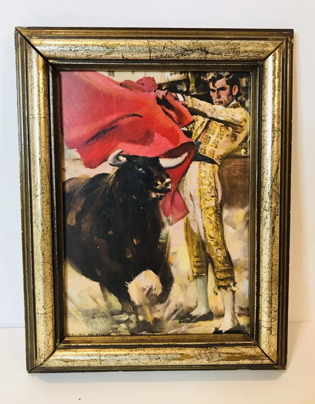 Vintage Matador Bullfighter Framed Art Wall Rico #5754 DAC NY 8 5/8”x 6 5/8”
