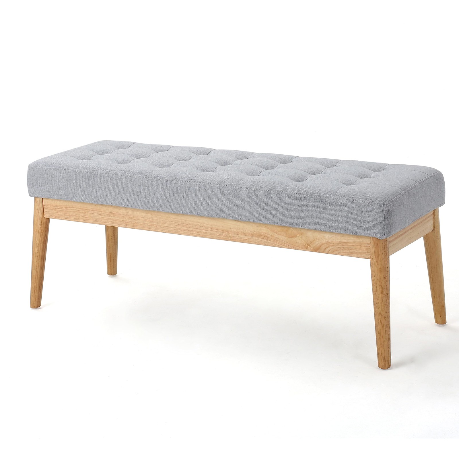 Christopher Knight Home Saxon Light Grey Fabric Bench 43.5"W Mid-Century