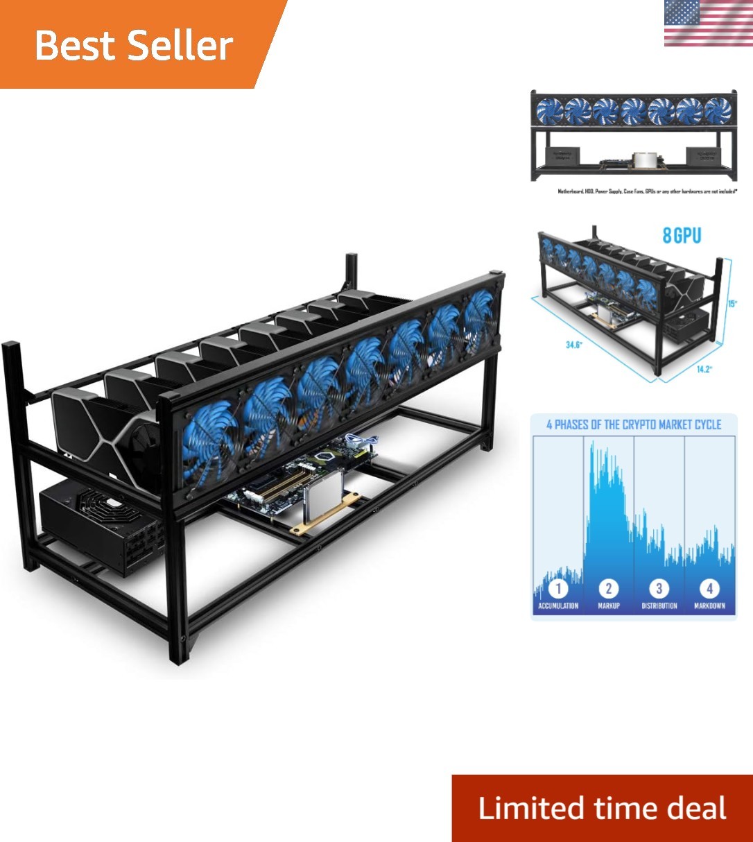 8 GPU Mining Rig Case - Aluminum Enclosure for Optimal Crypto Efficiency