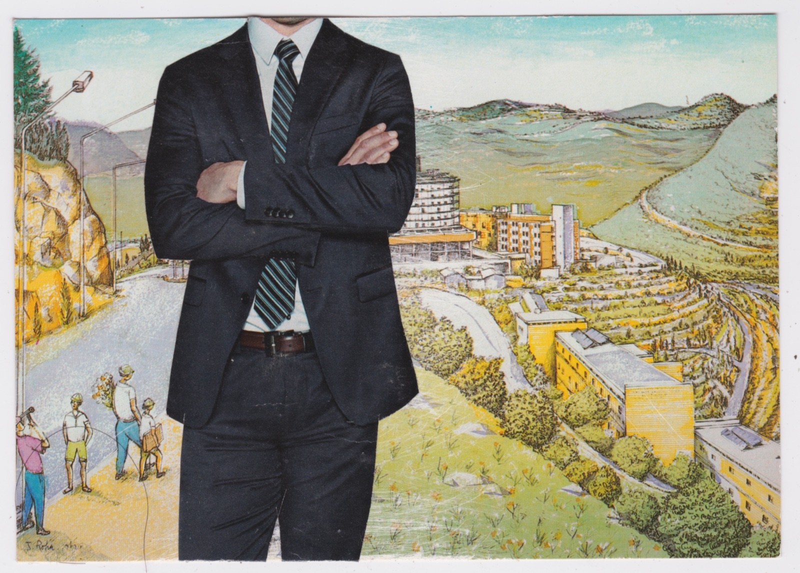 Mail Art David Greenberger "Growing Impatient" original collaged postcard 2023