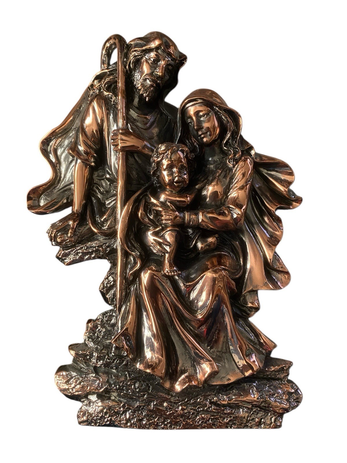 Vintage Holy Family Nativity Wall Plaque Brass Copper
