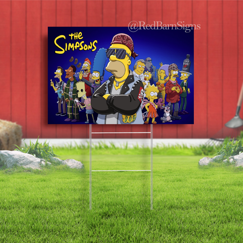 The Simpsons Indoor Outdoor Yard Sign with metal stakes