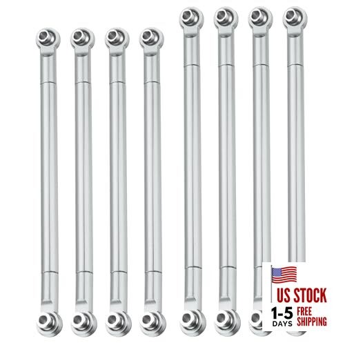  8pcs Pull Rod Link Rod Linkage Aluminum Alloy Wheel Base Upper Lower Silver