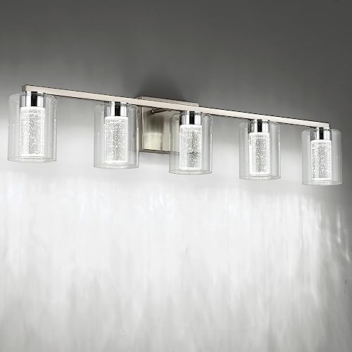  5-Light Vanity Light with 3 Color Modes 5-light Brushed Nickel