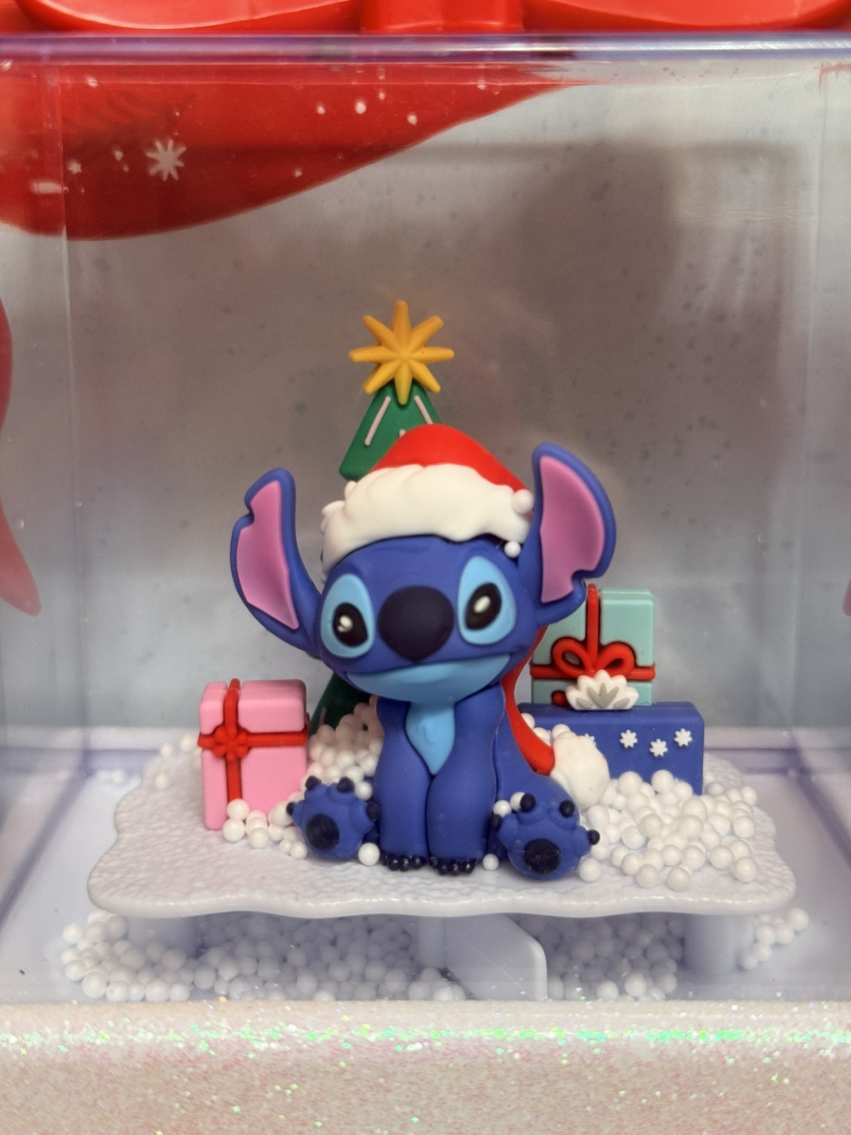 Disney Stitch Holiday Snow Globe Musical Lights Up Swirling Snow Gemmy NEW