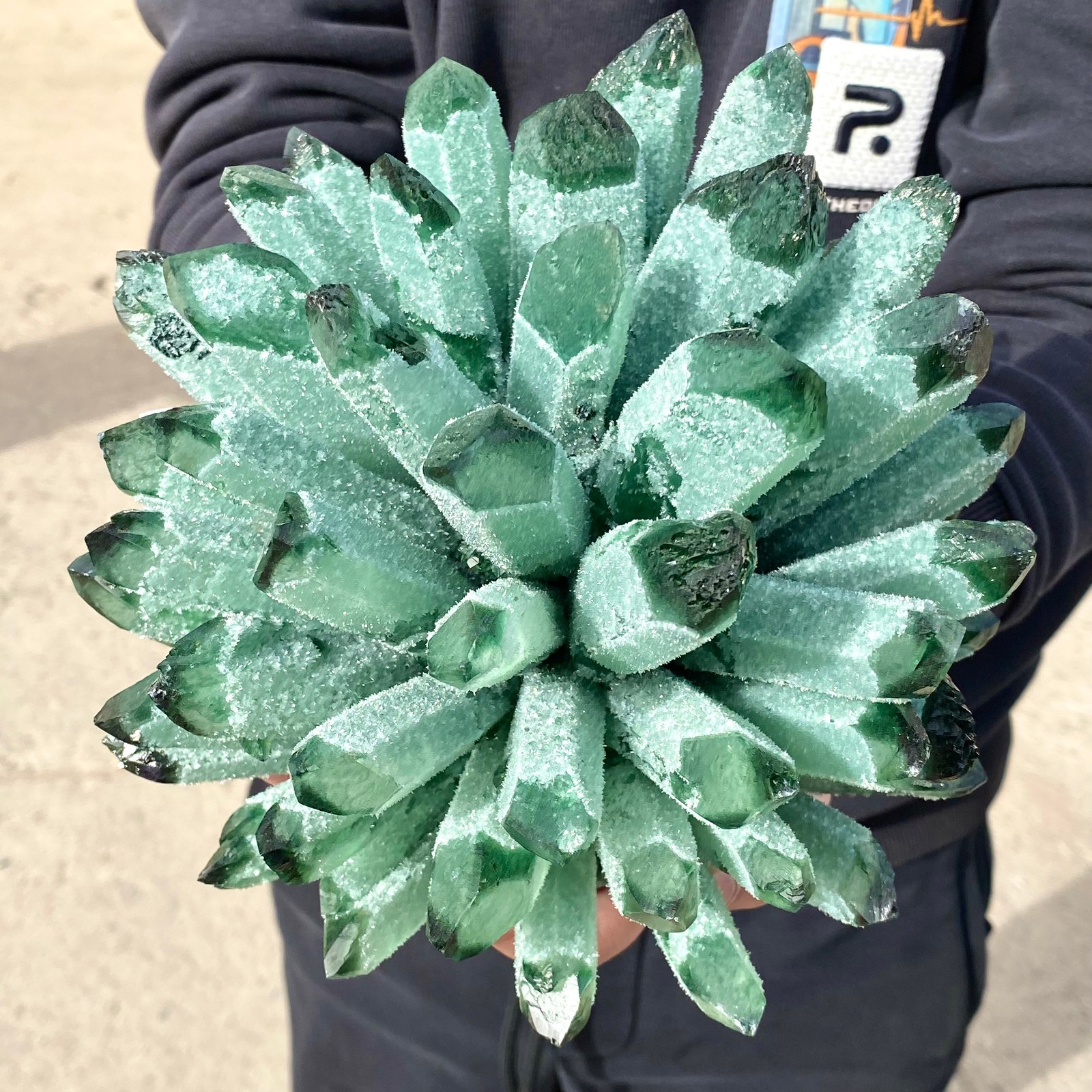 9.15LB Newly Discovered GREEN Phantom Quartz Crystal Cluster Mineral Sample