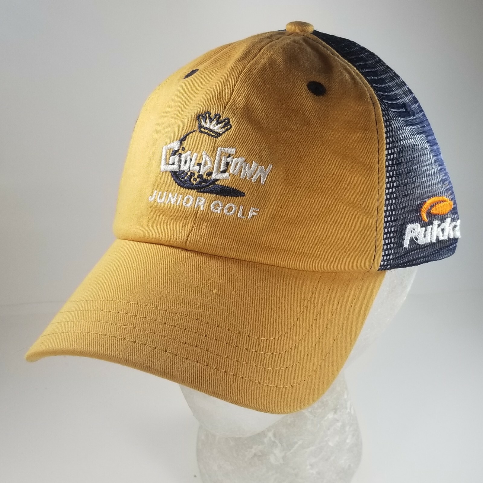 Gold Crown Junior Golf Hat Adjustable Golf Hat golden yellow Cap Mesh Strapback