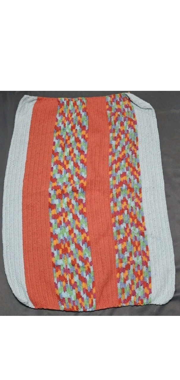 Crochet Baby Blanket Pastel Colors Handmade Knit Throw Afghan 31x46" Lap Blanket