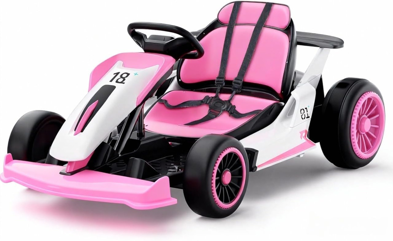 Planet X8 24V Electric Go Kart, 2X150W Drift Kart for Big Kids, 5-Point Safety B