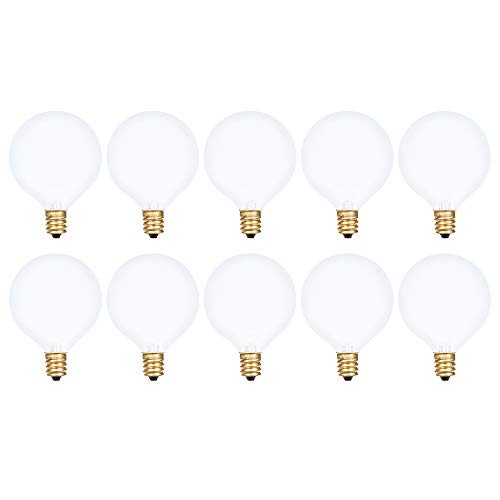  Small Globe G16.5 Round Bulb 40W E12 Candelabra Base (10 Pack) for 
